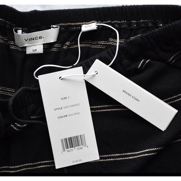 VINCE SZ S DOUBLE CHALK STRIPE DRAWSTRING BLACK/SMOKEY QUARTZ SHORTS NWT $145 - Picture 5 of 8